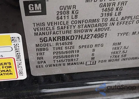 2017 Buick Enclave Leather from USA, damaged, VIN 5GAKRBKD7HJ274961